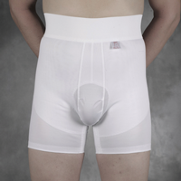 Photograph of compression shorts for men with genital or tummy (pelvic) swelling (lymphoedema)
